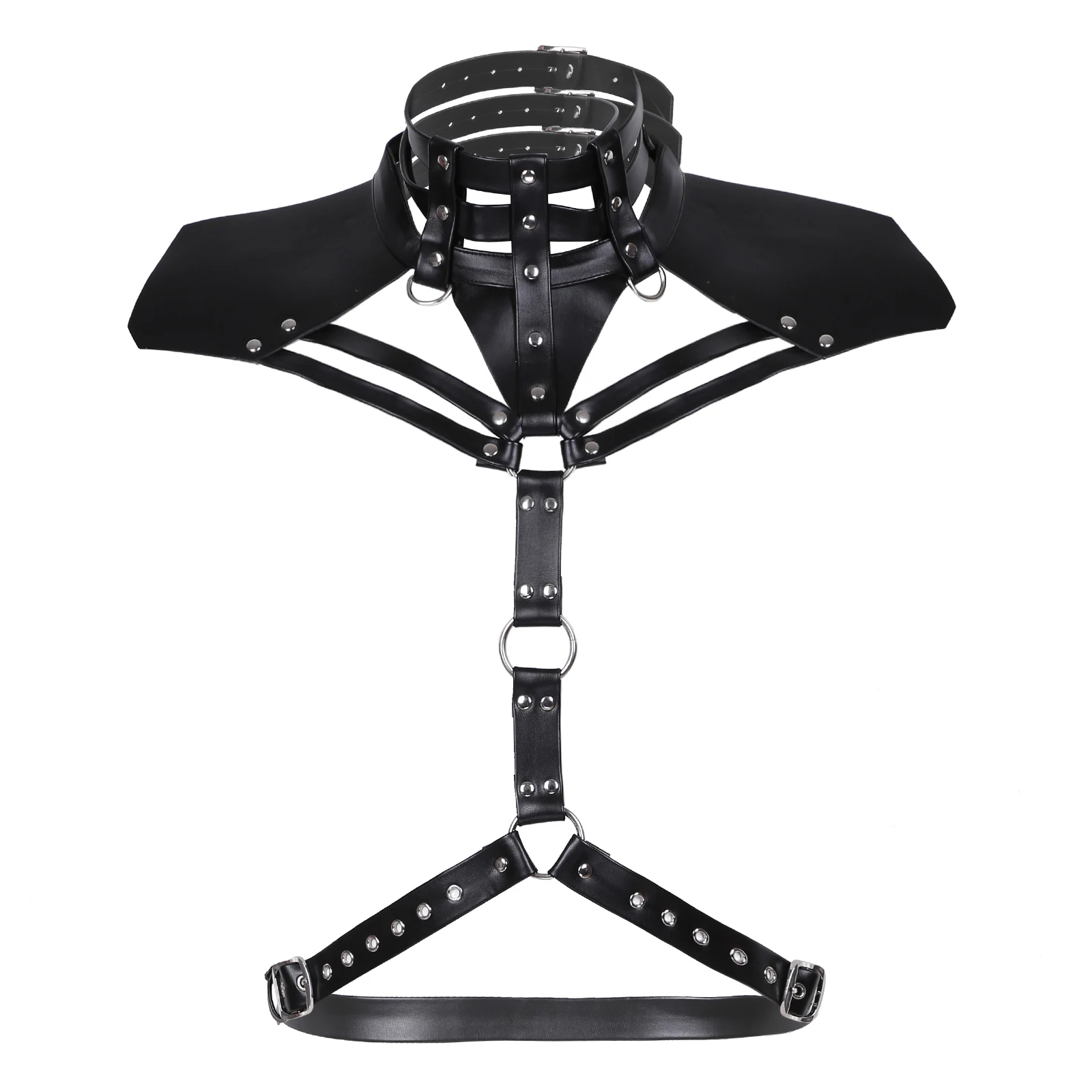 Chest Harness Belt Mens Lingerie Rivet Halter High Neck Strappy Shoulder Faux Leather O-Ring Waist 1005001698551746