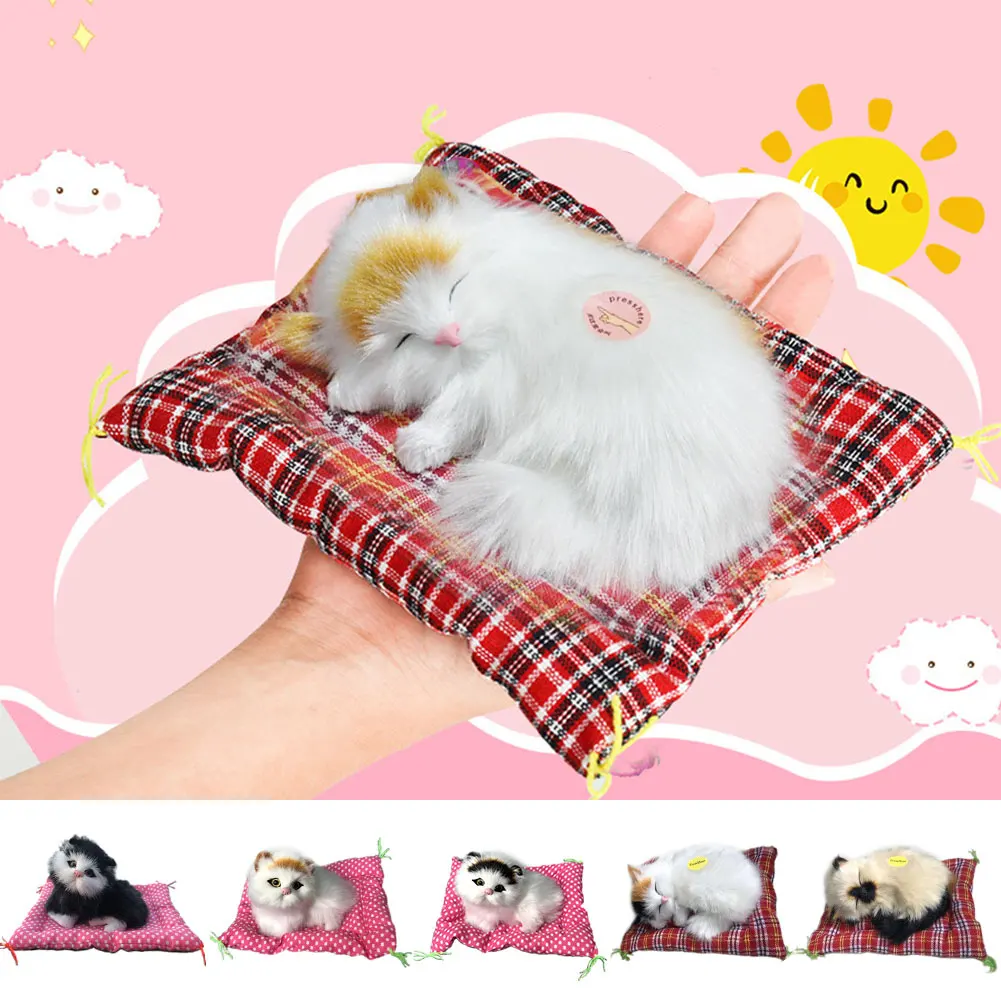 Simulation Plush Mat Cat Dog Toys Sleeping Neko Inu Stuffed Plush Pet Toy with Sound Bedroom 1005003063551568