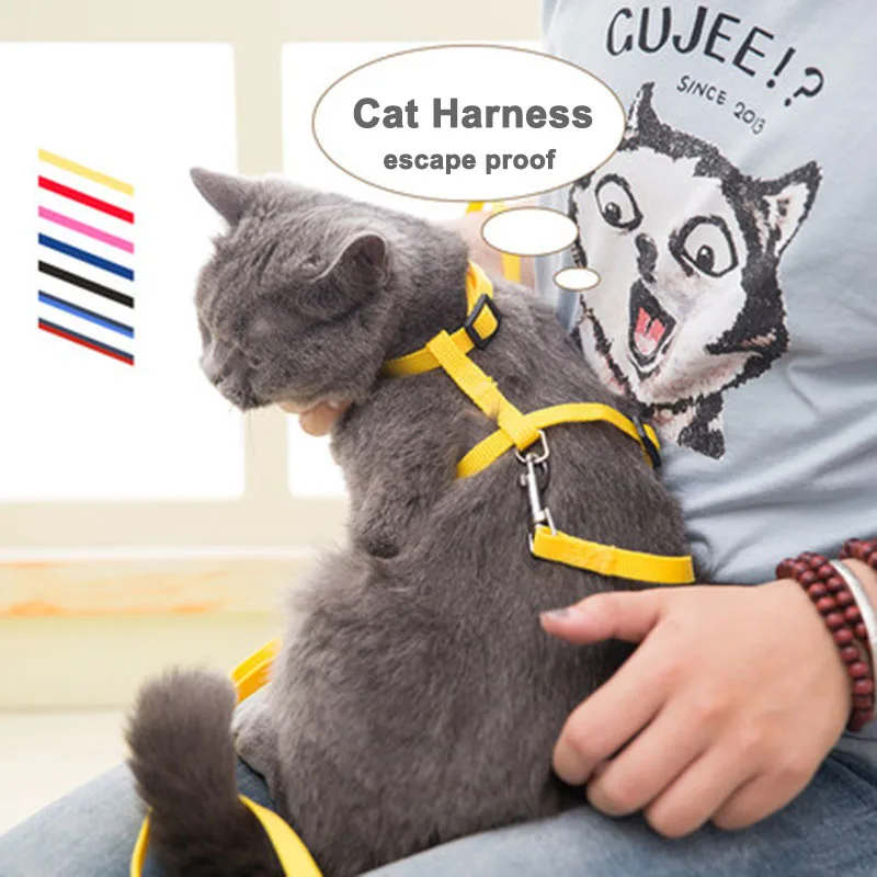 Adjustable Cat Harness Nylon Strap Collar with Leash Escape Proof Kitten Collar for Walking Small 1005004045608271