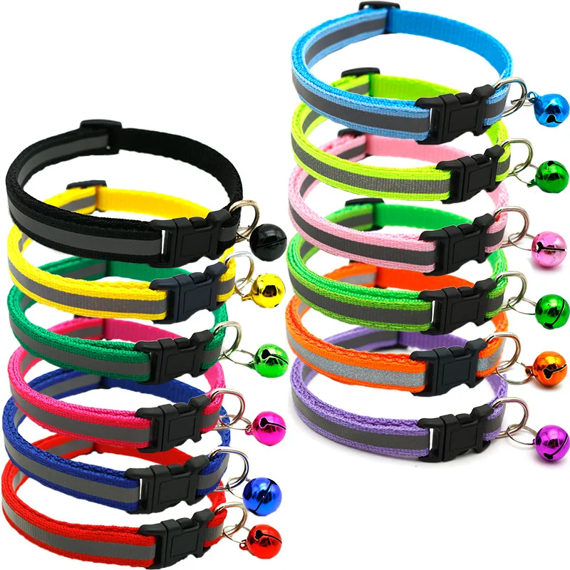 Cost-Effective Adjustable Snap-On Cat Collar With Bells Reflective Sturdy Nylon Collar For Kittens 1005004496811787
