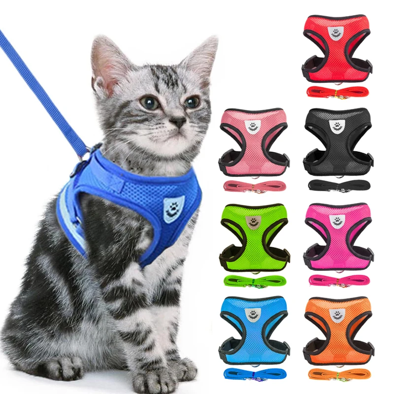 Cat Dog Harness Adjustable Vest Walking Lead Leash For Puppy Dogs Collar Polyester Mesh Harness For 1005004705326279