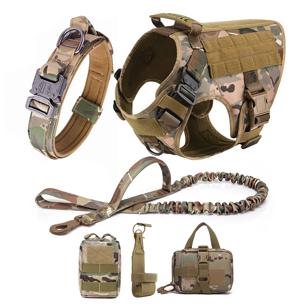 Dog Harness for Large Dogs Leash Collar Molle Pouch Military Harnesses French Bulldog Pet Tactical 1005004828960446