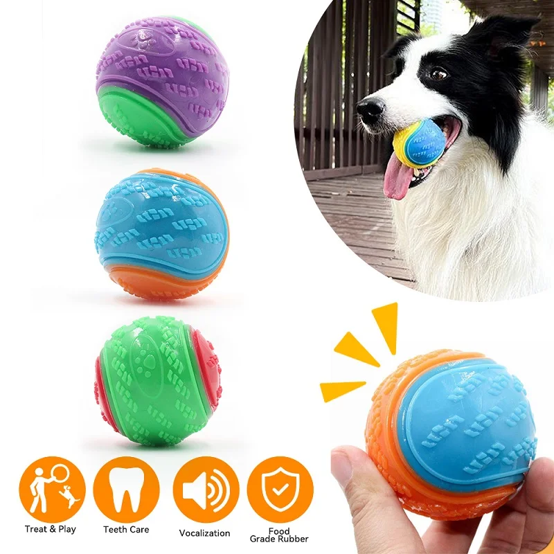 Dogs Interactive Toys Soft TPR Toys for Dog Pet Teeth Cleaning Bite Resistance Squeaky Dog Ball Toy 1005005196328051