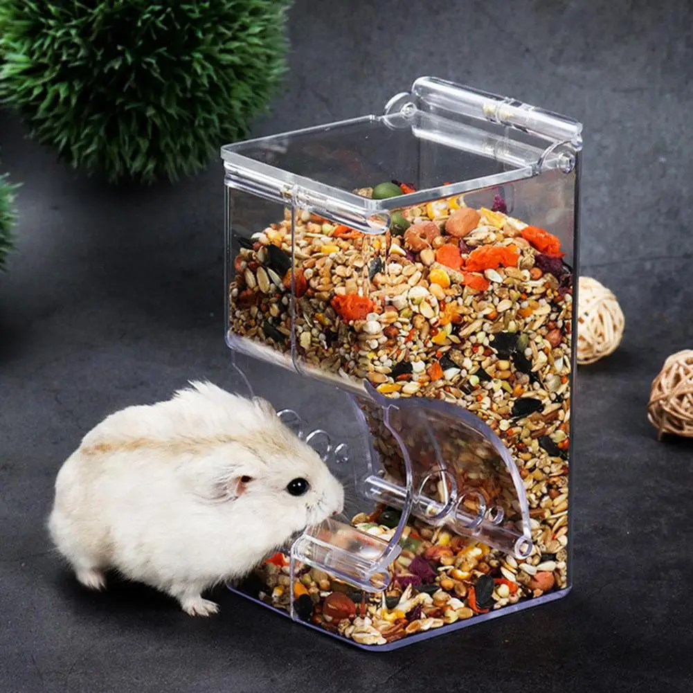 Hamster Rabbit Food Dispenser Feeder Plastic Clear Automatic Pet Feeder For Hamster Guinea Pigs 1005005440640697