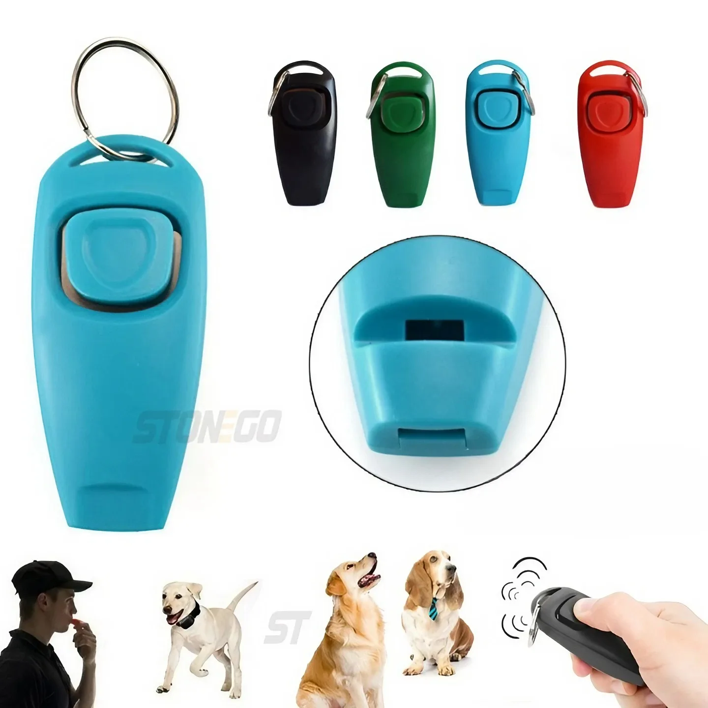 Pet Multifunction 2 in 1 Clicker & Whistle Dog Trainer Clicker With Keyring Pet Puppy Trainer Dog 1005005539043322