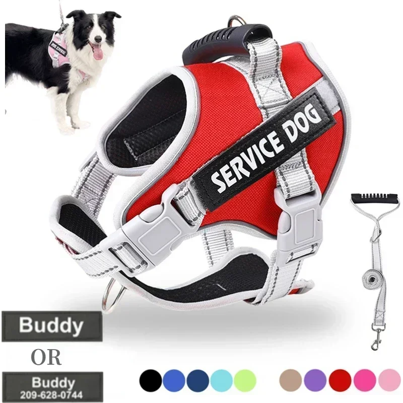 Service Dog Harness with Custom ID Tag Adjustable Dog Harness Dog Vest Leash for Large Dogs Outdoor 1005005885050122