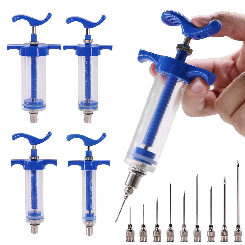 10/20/30/50ml Veterinary Tool Vaccine Syringe with 10 Needles for Farm Livestock Pig Cattle Sheep 1005005939360135