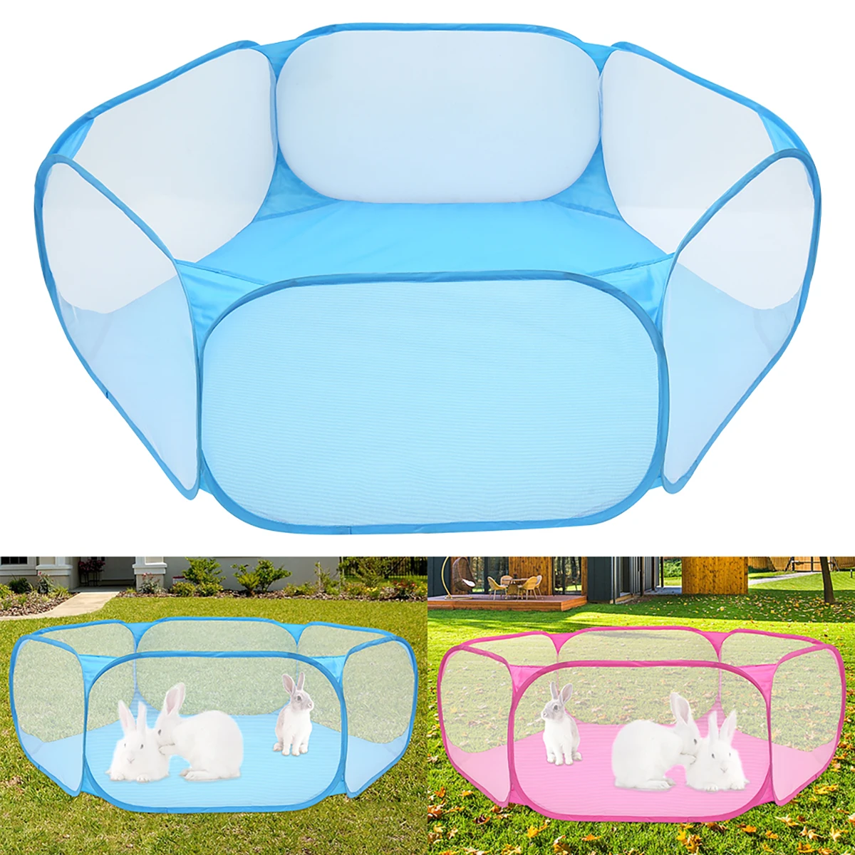 Pet Playpen Outdoor Breathable Small Animals Tent Rabbit Play Pen Foldable Transparent Pet Exercise 1005005969935322