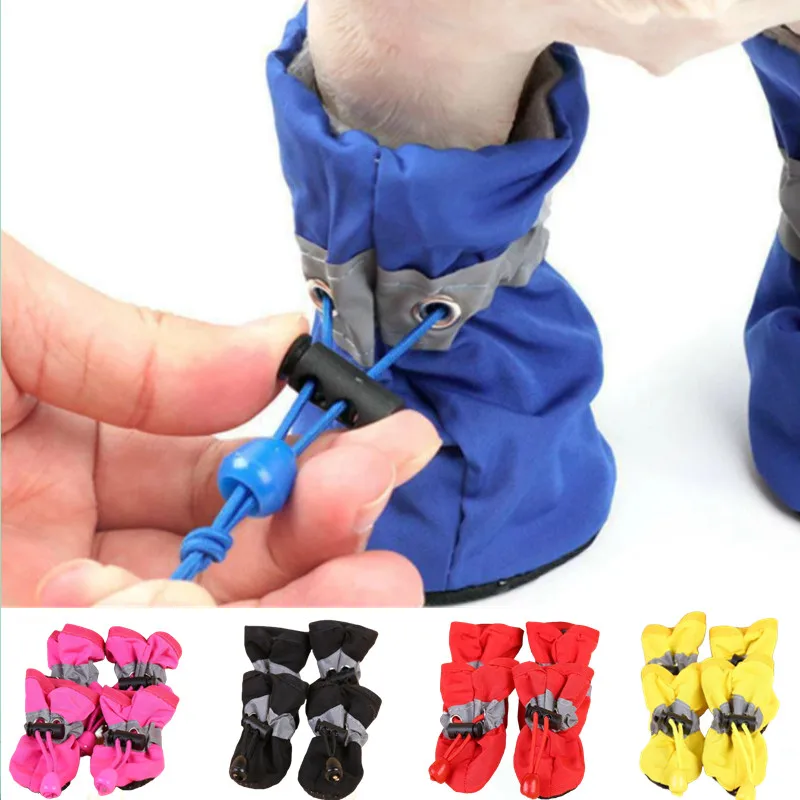 4pcs/set Waterproof Pet Dog Shoes Anti-slip Rain Boots Footwear for Small Cats Dogs Puppy Dog Pet 1005006010776151