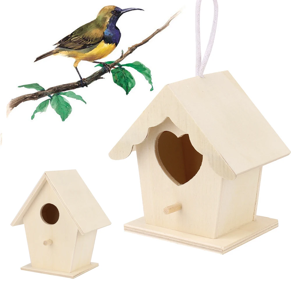 Wooden Mini Bird Cage Outdoor Hanging Birdhouse Box Garden Bird Cages Home Yard Decoration Bird 1005006035201303