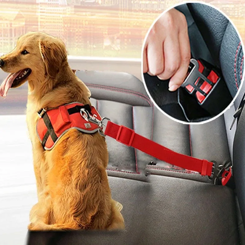 Adjustable Dogs Accessoires Pet Cat Dog Car Seat Belt Pet Seat Vehicle Dog Harness Lead Clip Safety 1005006219883908