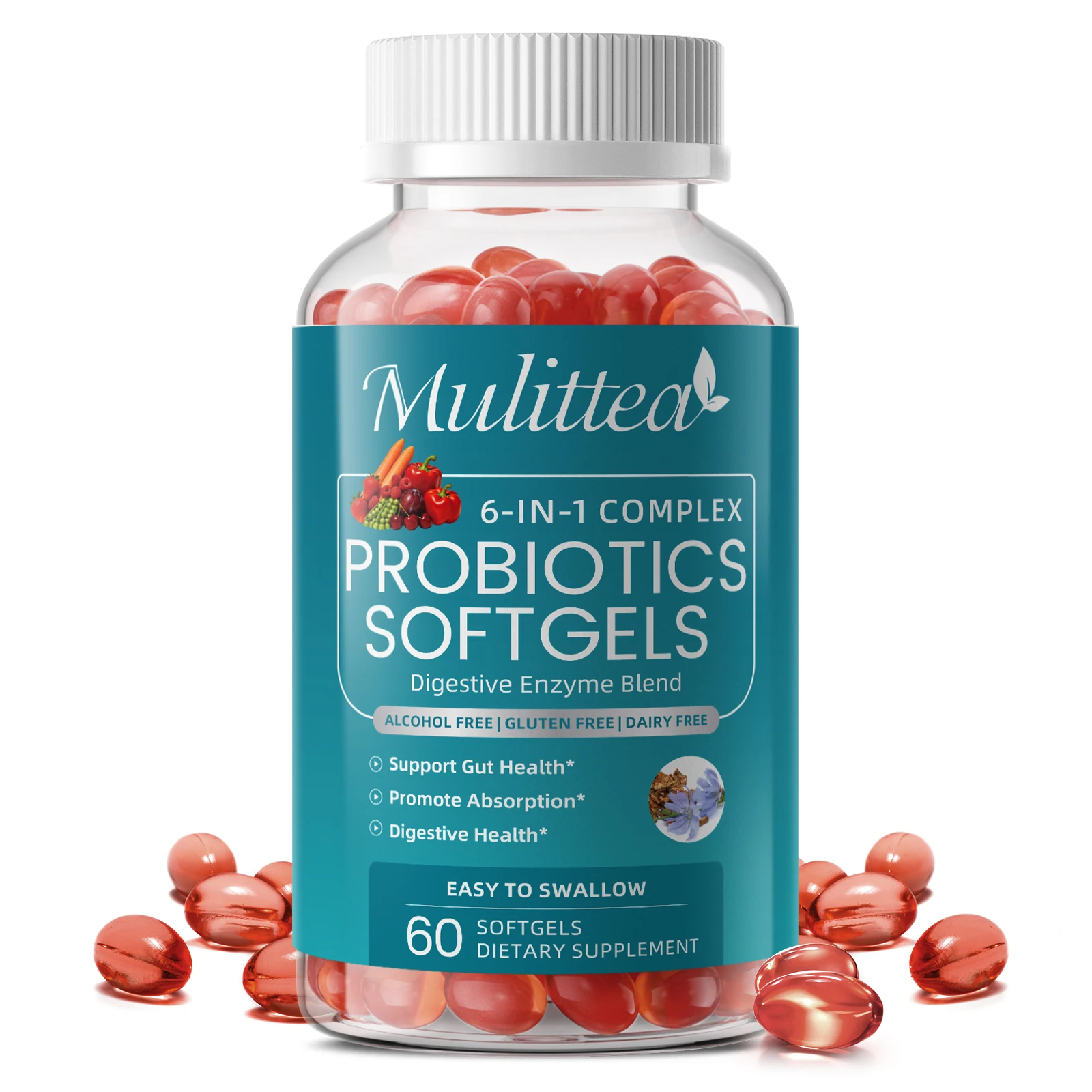 Mulitea Probiotic Complex Supplement -12 Billion Colony Units, Male and Female Probiotics 1005006258432407