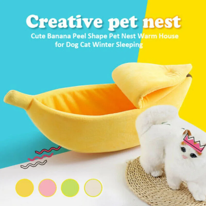 Banana Cat Bed House Funny Cute Cozy Cat Mat Beds Warm Durable Portable Pet Basket Kennel Dog 1005006309356260
