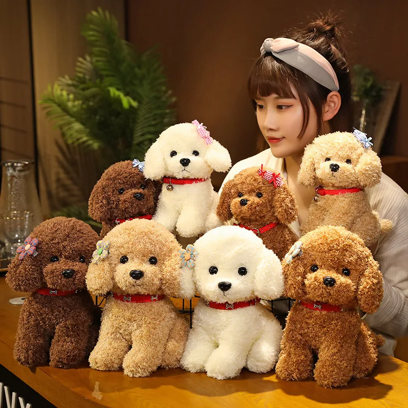 22cm Creative Realistic Teddy Dog Lucky Simulation Dog Poodle Plush Toys Handmade Realistic Figure 1005006434567907