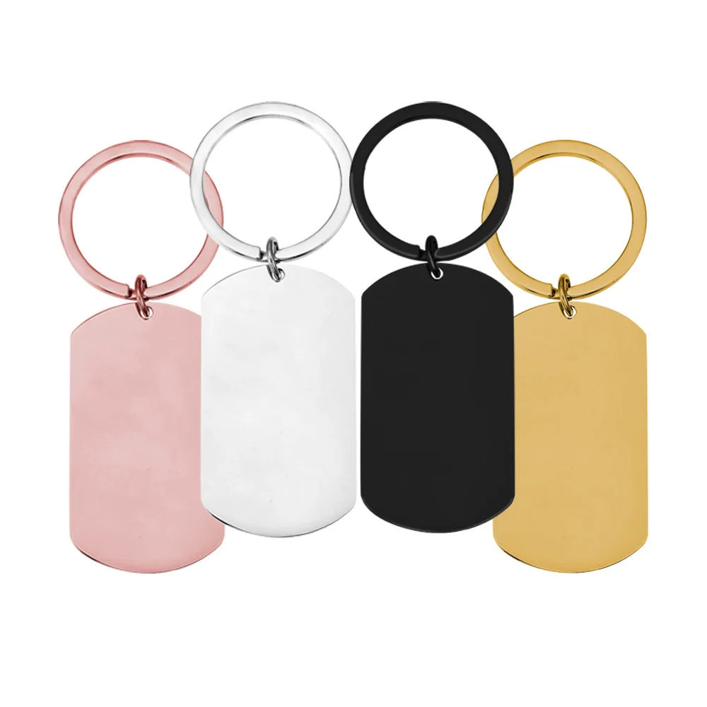 100Pcs Dog Id Tags Stainless Steel Rectangle Blank Keychains Stamping Pendants Military Soldier 1005006569036900
