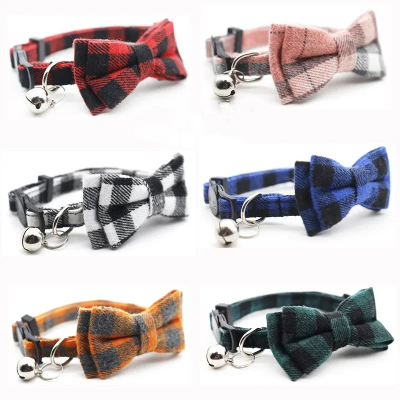 Cute Cat Collar Small Puppy Cat Dog Collars Bow Kitten Collar Bowknot Necklace with Bell For (1PC) 1005006576984549