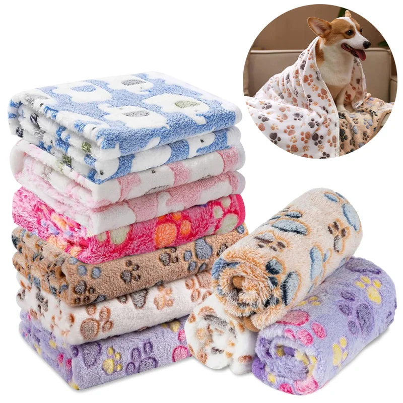 Dog Bed Mat Blanket Soft Fluffy Pet Blanket Cute Paws/Elephant Pattern Pet Travel Mat Warm 1005006739094233