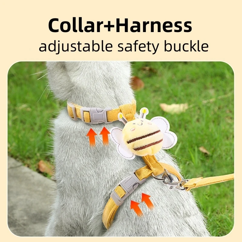 Cat Harness Cute Bee Style Pet Harnesses And Leashes Set Adjustable Harness for Cats Small Dogs Pug 1005006814912548