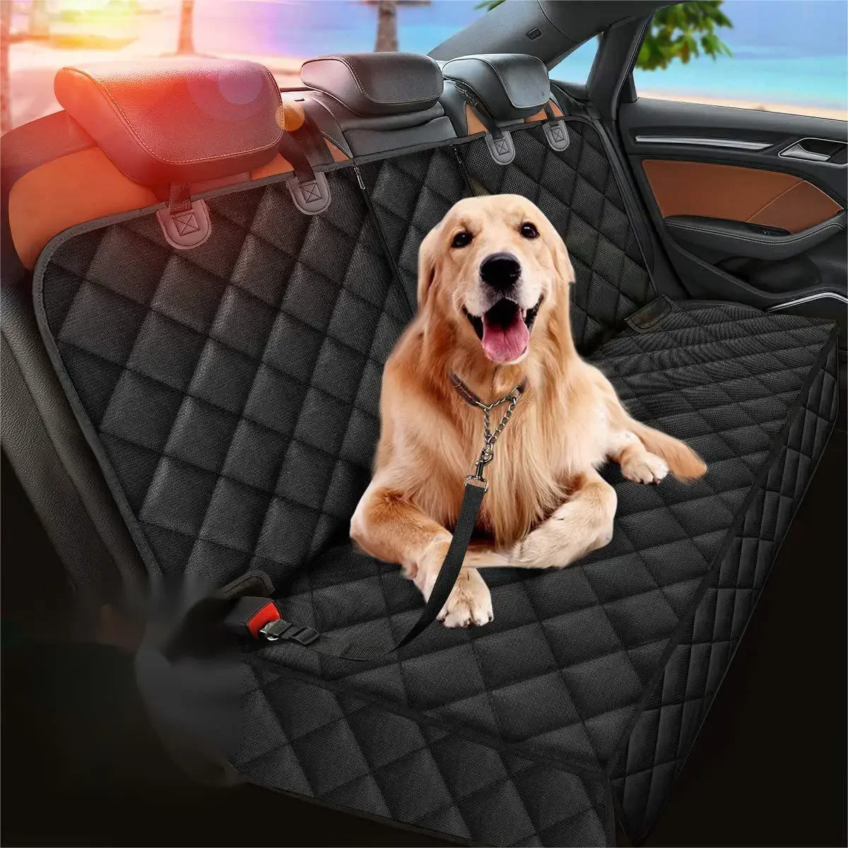 Dog Car Rear Seat Protective Cover Waterproof Dirt Resistant Pet Seat Cover Black Shoulder Strap 1005006831153051