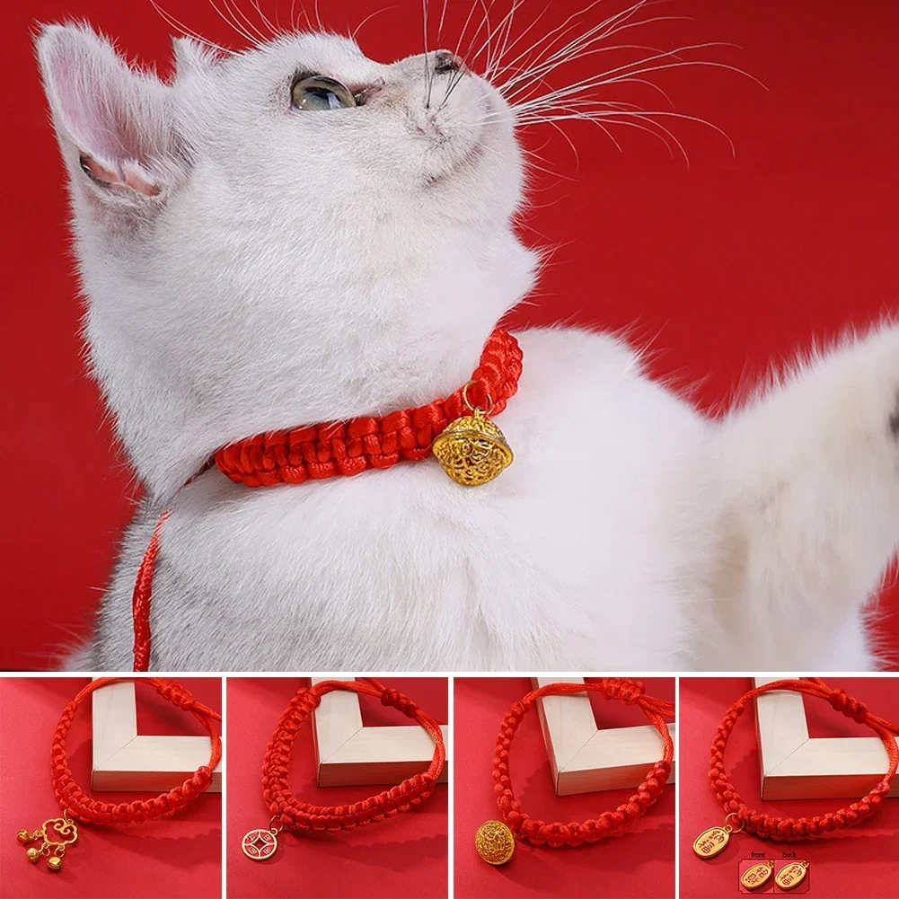 Pet Collar Cat Fashionable Pet New Year Adjustable Necklace Red Rope Chinese Traditional Lucky 1005006869771718
