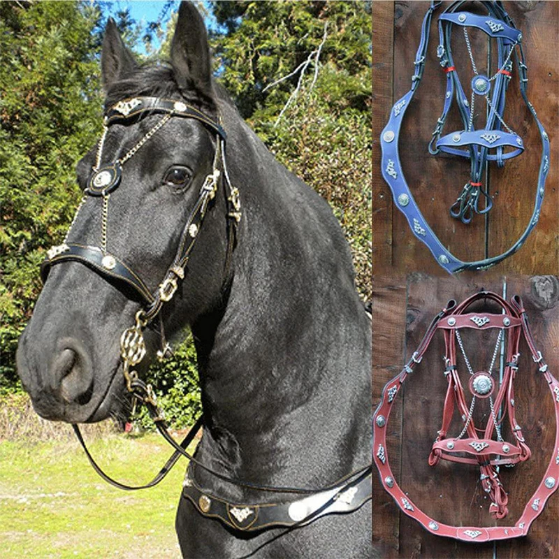 Horse Halters And Lead Ropes PU Leather Halter And Lead Ropes Ergonomic Comfortable Unfettered 1005006908147255