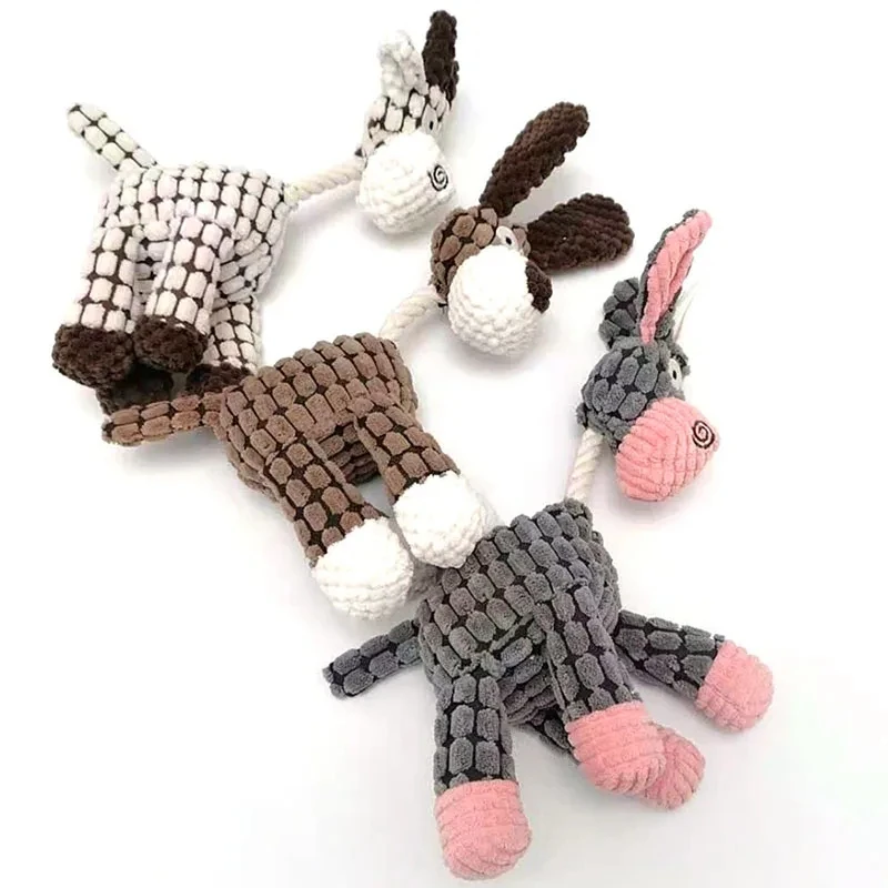 Fun Pet Toy Donkey Shape Corduroy Chew Toy For Dogs Puppy Squeaker Squeaky Plush BoneMedium Dog 1005006923389121
