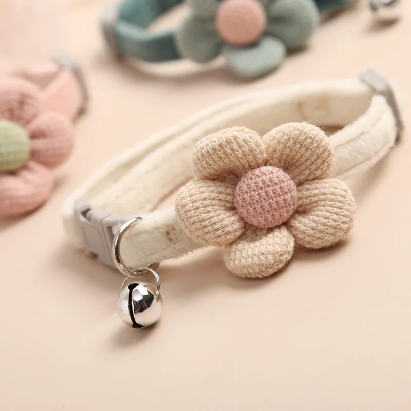 1Pc Cat Collar with Cute Flower Adjustable Buckle Cat Collar Bell Collar Cat Small Pet Supplies 1005006996493873