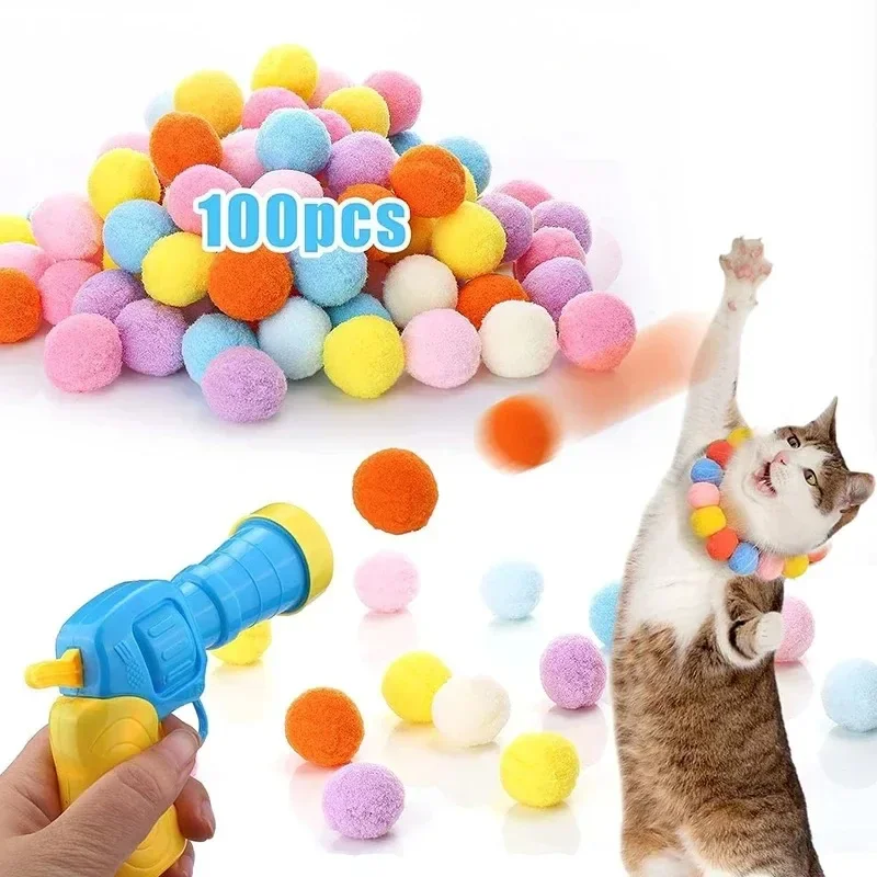 Cat Toys Automatic Ball Launcher Training Toy For Pet Kitten Creative Mini Shooting Gun Games 1005007010770423