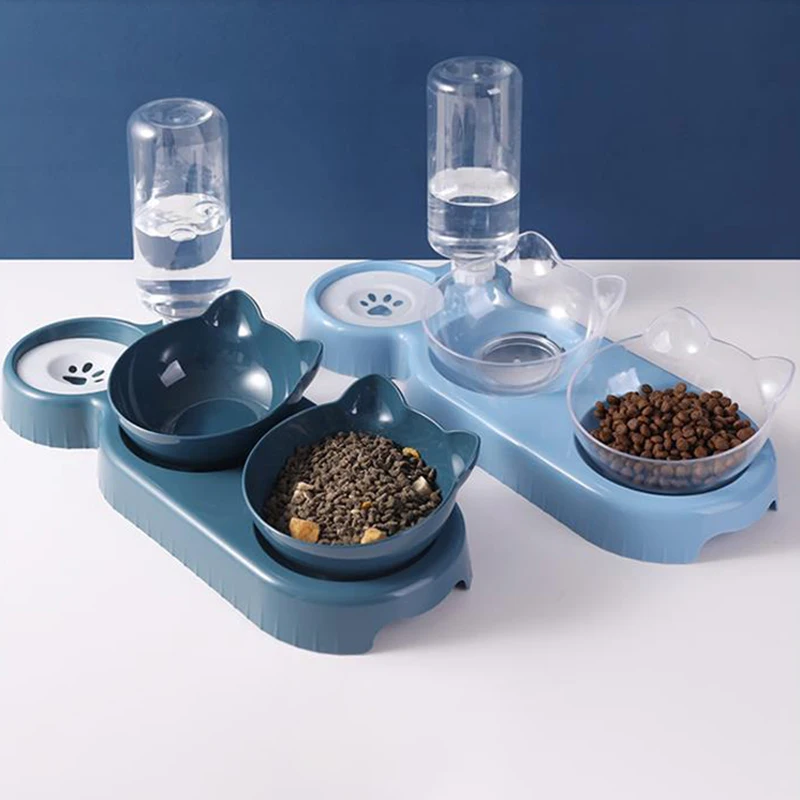 3 in 1 Cat Feeder Automatic Water Dispenser Double Bowl Pet Bowl for Small Dogs Cats Pet Food 1005007142374975