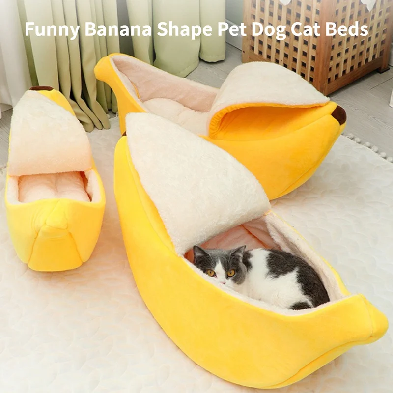 Banana Cat Bed House Funny Cute Cozy Cat Mat Beds Warm Durable Portable Pet Basket Kennel Dog 1005007205986131