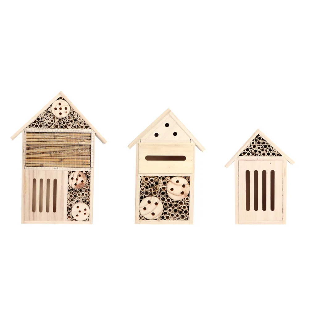 Garden Outdoor Wooden Insect Bee House Wood Bug Room Shelter Nesting Box Decoration Insect Bee 1005007218979202