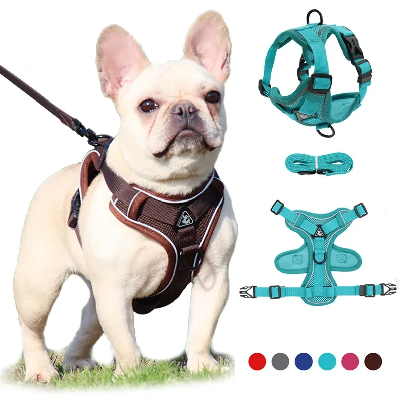 No Pull Dog Harness and Leash Set Adjustable Pet Harness Vest For Small Dogs Cats Reflective Mesh 1005007224549940