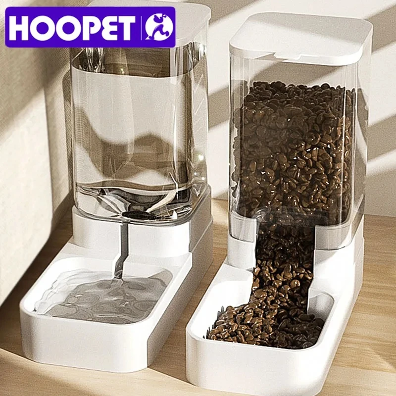 HOOPET Dog Feeder Cat Automatic Feeding Water Bowl Transparent Pet Food Storage Dispenser Container 1005007243877033