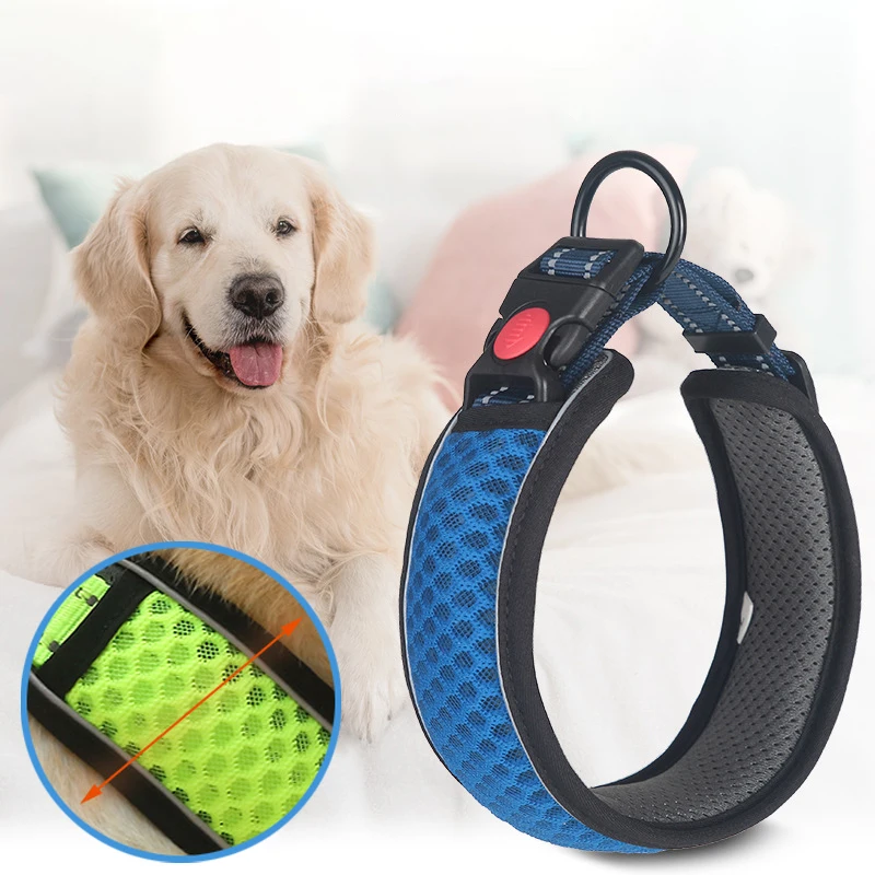 Reflective Dog Collar Pet Traction Rope Suitable Soft Neoprene Padded Breathable Nylon 1005007253324840