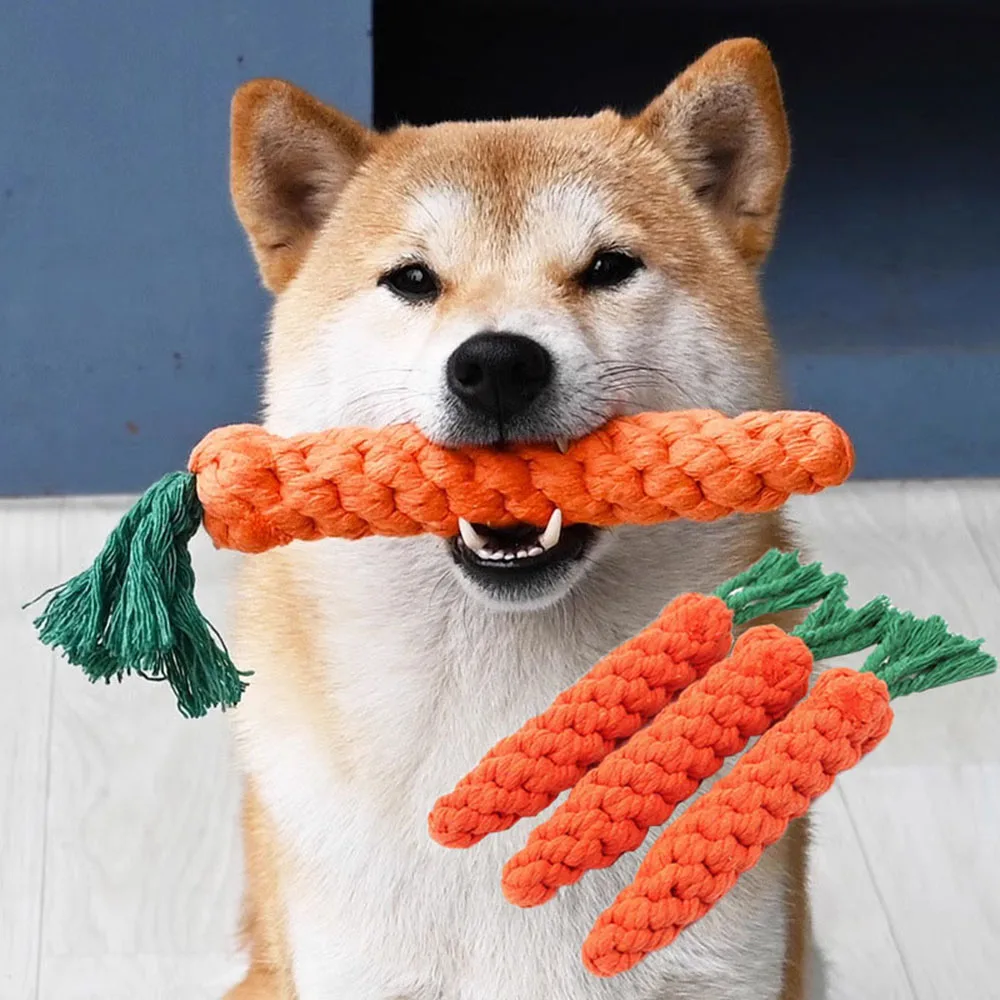 Carrot Dog Bite Rope Pet Dog Toys Safe Durable Braided Bite Dog Chew Toys Resistant Puppy (1Pcs) 1005007302938120