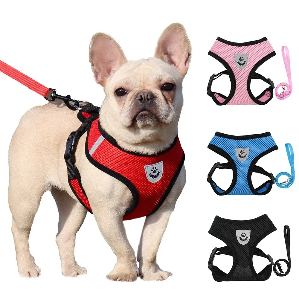 Summer Cat Dog Harness Lead Leash Adjustable Vest Polyester Mesh Breathable Harnesses Reflective 1005007334639529