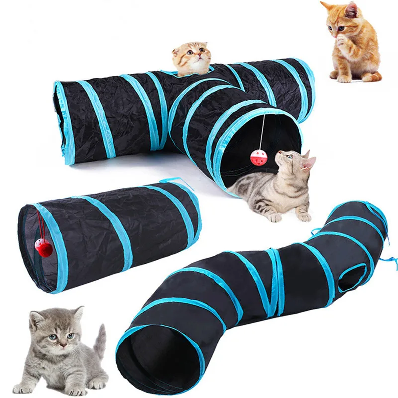 Cat Tunnel Pet Supplies Cat S T Pass Play Tunnel Foldable Cat Tunnel Cat Toy Breathable Drill 1005007345280640