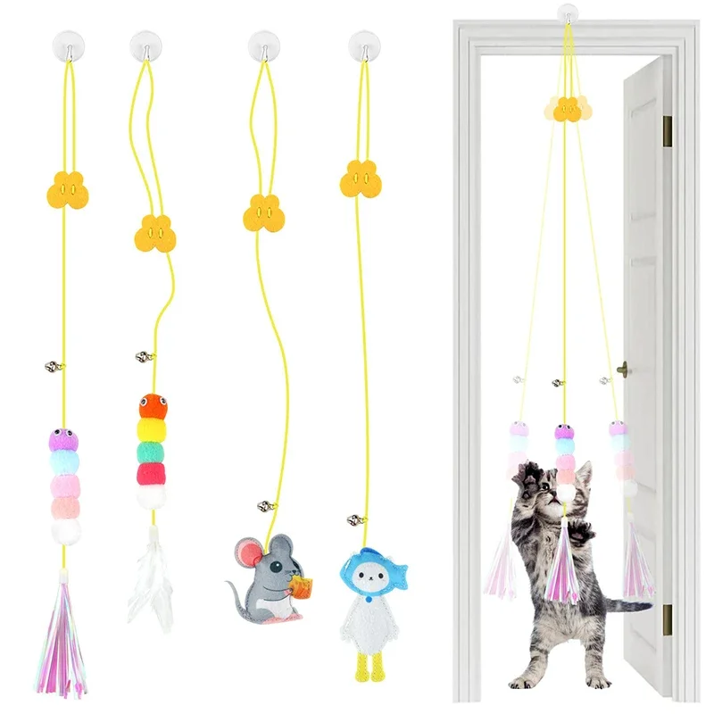 Cat Swing Toy - Elastic Sticky Disc Hanging Door Teaser with Long Rope for Active Kittens 1005007427806021