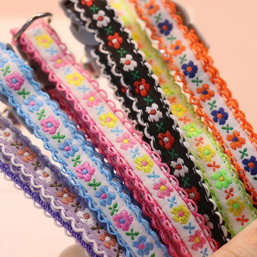 Exquisite Floral Embroidered Cat Collars, Adjustable And Durable Pet Collars, Cat Supplies 1005007481571085