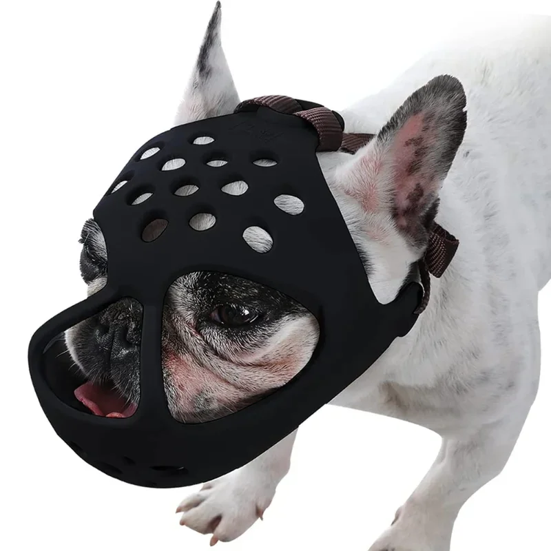 Dog Muzzle for Short Snout Dogs Soft Silicone Biting, Chewing, Licking for French Bulldog 1005007623155788