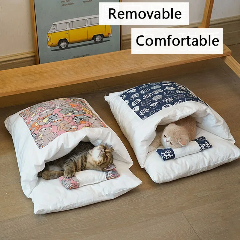 Kawaii Removable Cats Bed House Home Supplies Products for Adult Cats Large Pet Dog Bed Cat's House 1005007750022823