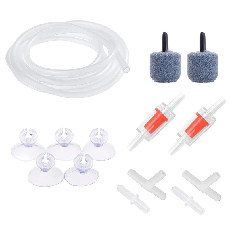 Aquarium Air Pump Accessories Kit with Stone Bubble Aerator, Check Valves, Suction Cups, Air Tube 1005007877016639