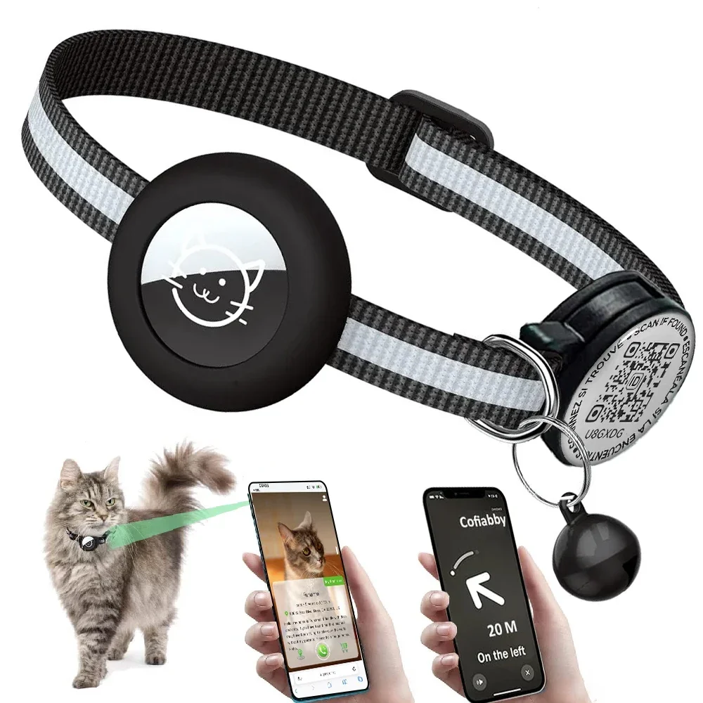 GPS Tracker Cat Collar with QR Name Tag & Airtag Holder 1005007889223227