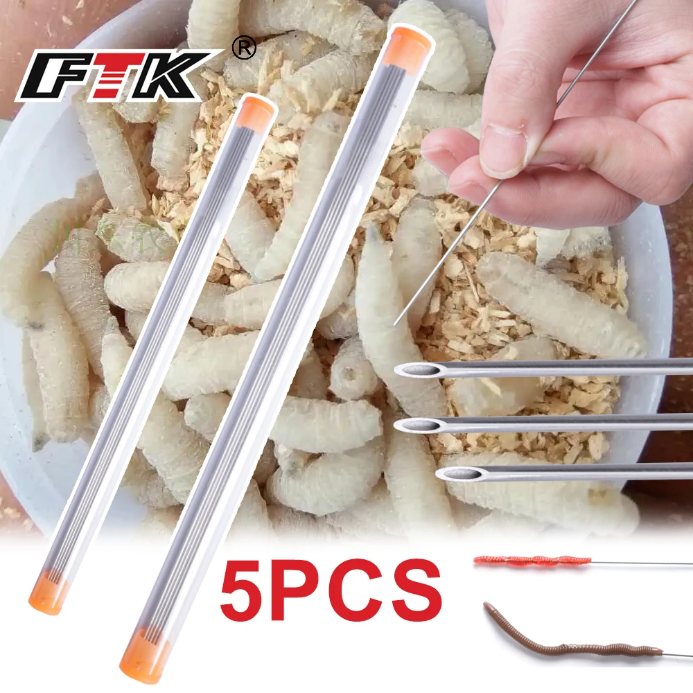 FTK 5PCS Earthworm Hooking Needle Stainless Steel Hollow Gas Needle Driller Fishing Tools Quick 1005007908327311