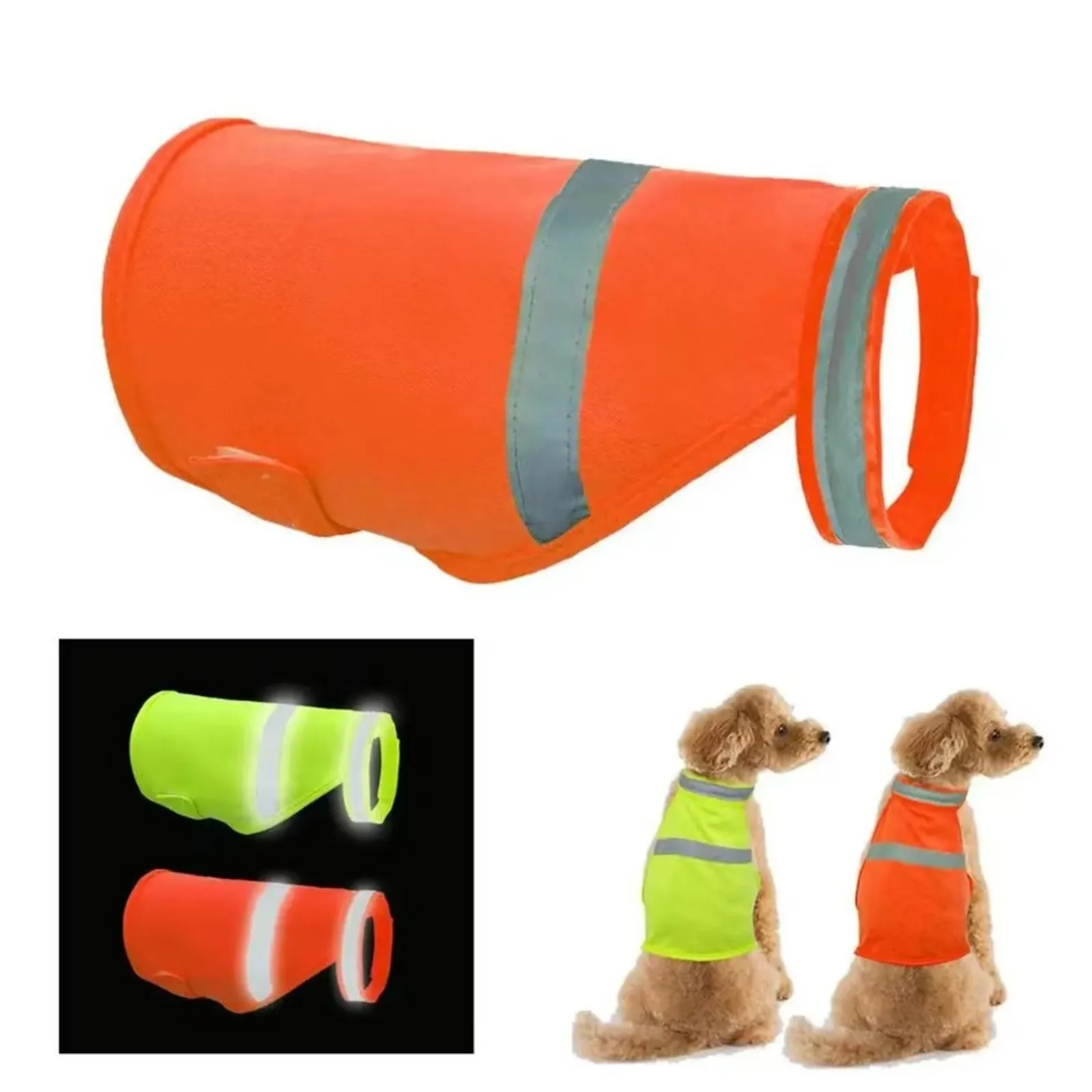 Reflective Dog Safety Vest Breathable Adjustable Puppy Visibility Jacket Comfortable Bright Orange 1005008048436754