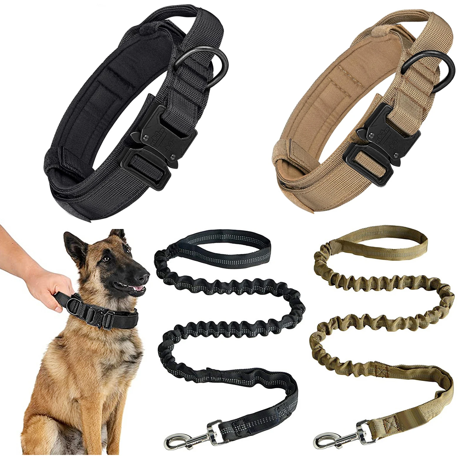 Heavy-Duty Military Tactical Dog Collar & Leash Set: Adjustable & Durable for All Sized Dog 1005008062604360