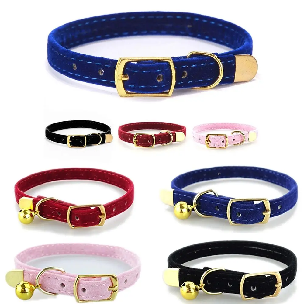 Flocked Cloth Cat Collars Durable Adjustable Kitten Necklace with or Without a Bell 1005008075725520