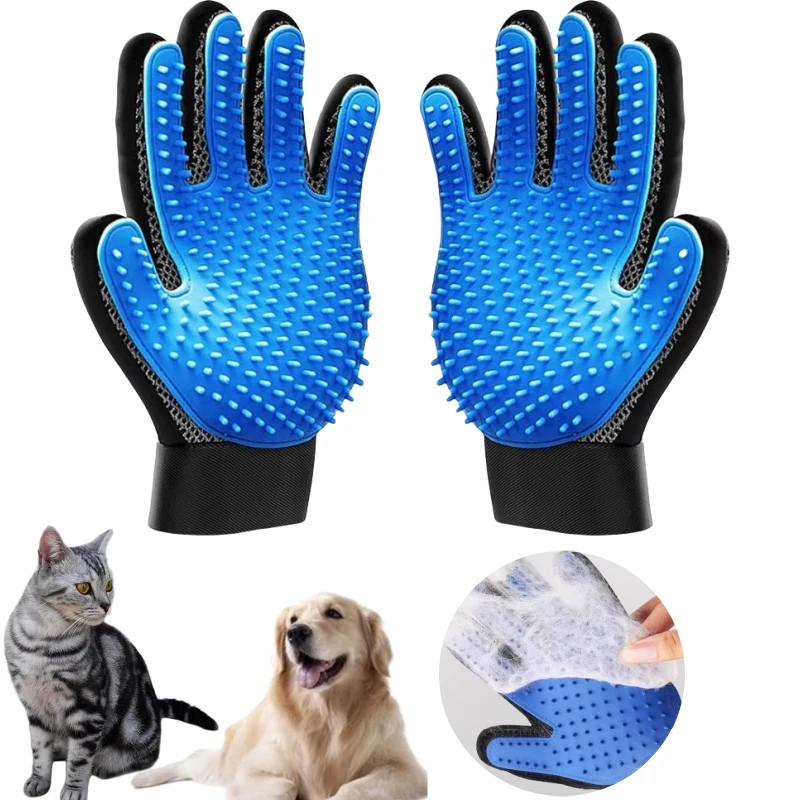 Pet Grooming Kit for Dog Cat Rabbit Fur 2 Sided Grooming Brush Bath Cleaning Glove De-Shedding 1005008081793585