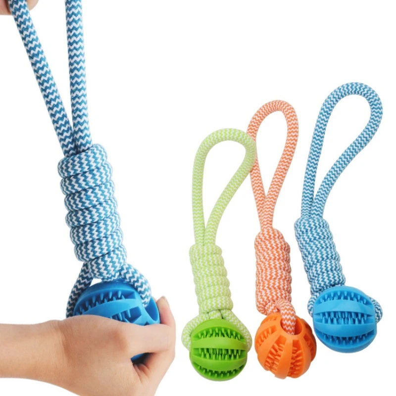 Dog Ball Toy with Rope Interactive Interactive Leaking Balls Toy for Small Large Dogs Chewing Bite 1005008087364736