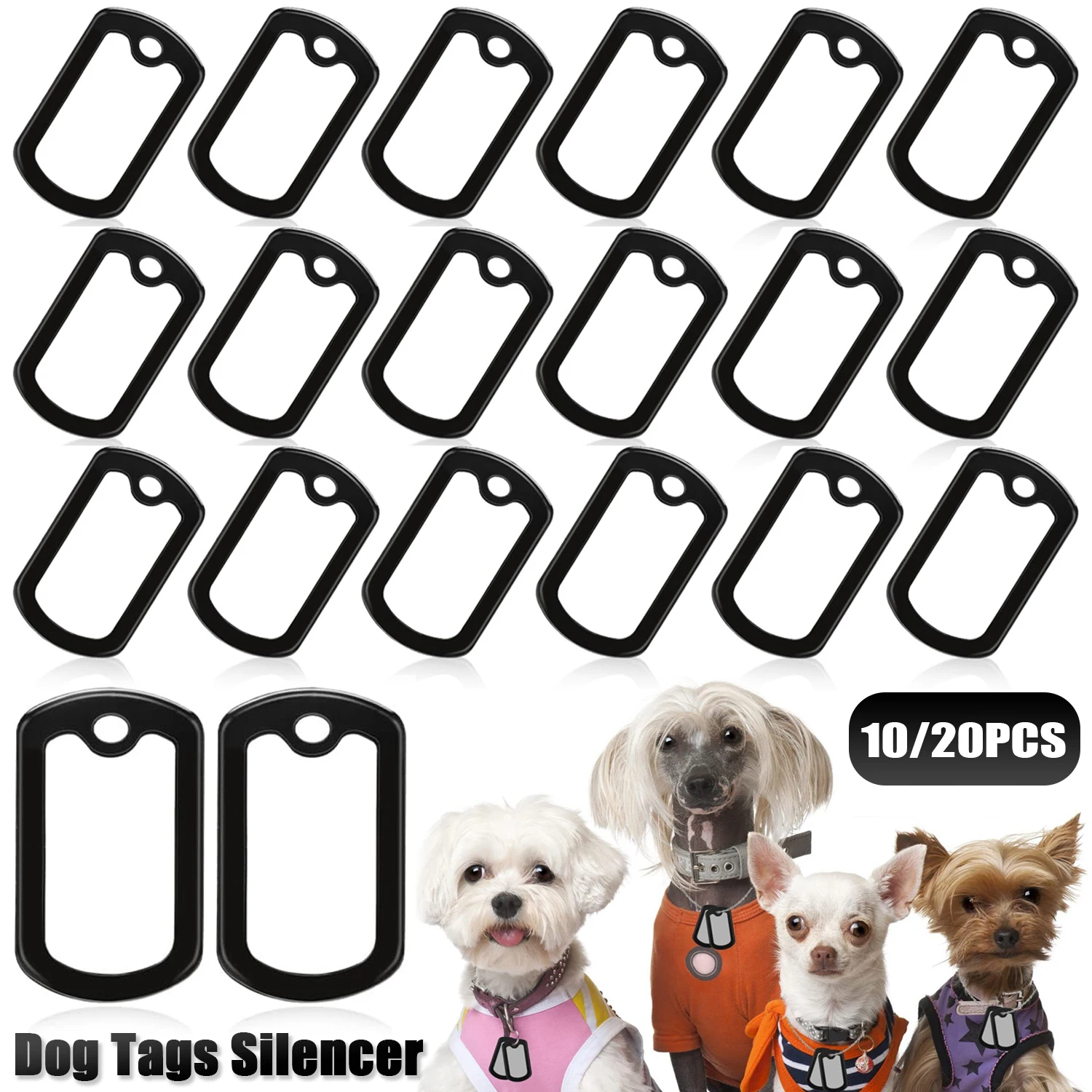 20Pcs Dog Tag Silicone Silencer Military Tags Silencers ID Rubber Case for Pet Collar Reduce 1005008126662574